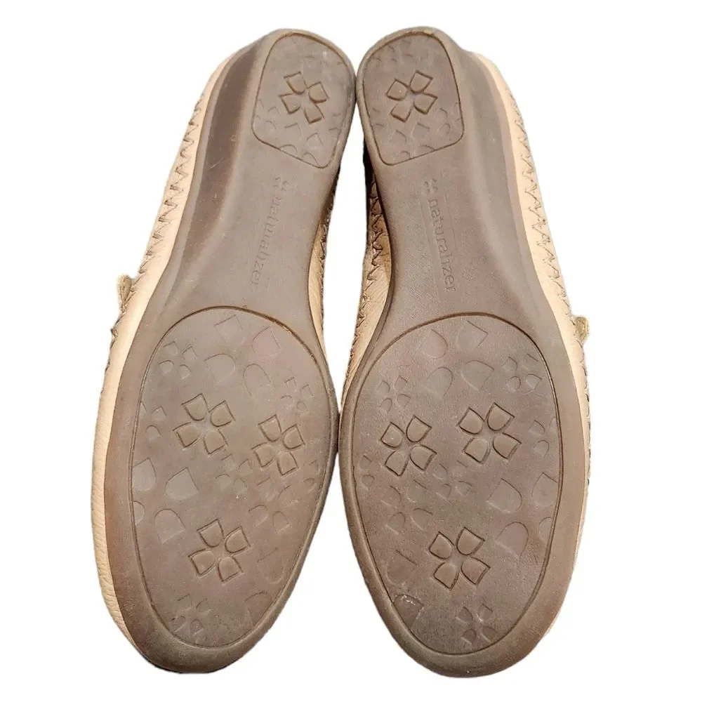 Naturalizer N5 Comfort Tan Cream Leather Soft Flexible Flat Size 9.5W